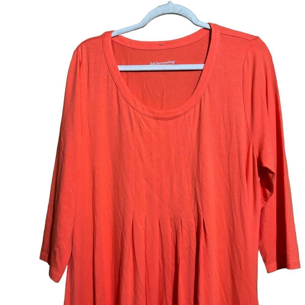 Soft Surroundings Dress Extra Large XL Orange Flowy Stretch Sundress Ladies - Picture 2 of 8